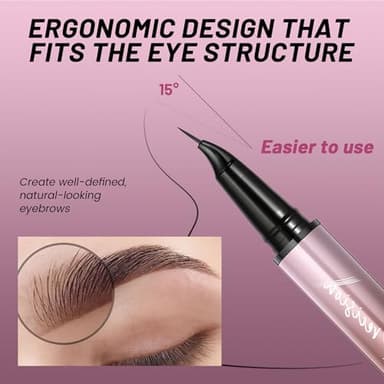 Pudaier 2-in-1 Curved Eyebrow Pen & Eyeliner with 10Pcs Brow Stencils, Microblading Eyebrow Pencil, Waterproof & Long Lasting, Truffle - Image 4