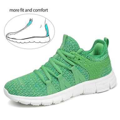 INZCOU Running Shoes Lightweight Tennis Shoes Non Slip Workout Shoes Green Breathable Mesh Walking Sneakers 7women / 6men - Image 3