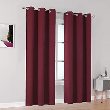 DUALIFE Burgundy Blackout Curtain Panels for Bedroom 96 Inches Long Burgundy Red Solid Thermal Insulated Window Curtain Panels with Grommet for Living Room 42X96 Inch Length - Image 2