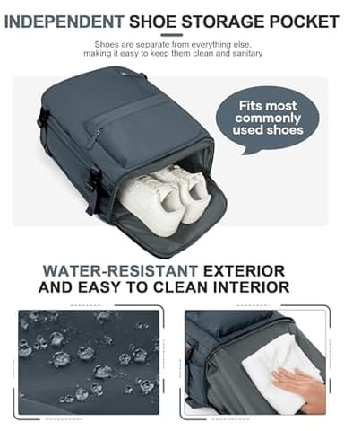 Travel Backpack for Women Men for Spirit Airlines Personal Item Bag 18x14x8 Inches Laptop College Waterproof Carry on Flight Approved Work Backpack Mochila de Viaje, Large Grey Blue - Image 3