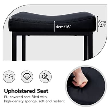 HOOBRO Bar Stools, Set of 2 Bar Chairs, Counter Height Stools, Saddle Barstools with Curved Surface, 24.8 Inches, 2.4" Thick Upholstery, for Kitchen, Dining Room, Cafe Black BB10BY01 - Image 10