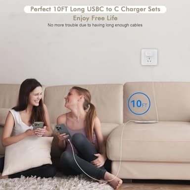 iPhone 16 15 Charger Fast Charging, 2Pack 10FT Extra Long USBC to C Cable Cord with 20W Apple iPad USB C Fast Charger USB C Wall Charger Block for iPhone 16/16 Plus/16 Pro/16 ProMax/15/15 ProMax/iPad - Image 7