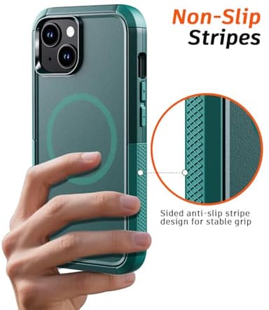 Diverbox for iPhone 15 Case [Compatible with MagSafe] [Shockproof] [Dropproof] [with Screen Protector ] Heavy Duty Protection Phone Case Cover for Apple iPhone 15 2023 6.1 inch (Dark Green) - Image 5