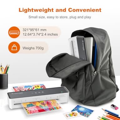 Bonsaii Laminator Machine with 5 Laminating Sheets, 9 Inch Thermal Laminating Machine for Doc/Posters/Photos, Compact Laminator for Home Office School, L421-Grey - Image 3