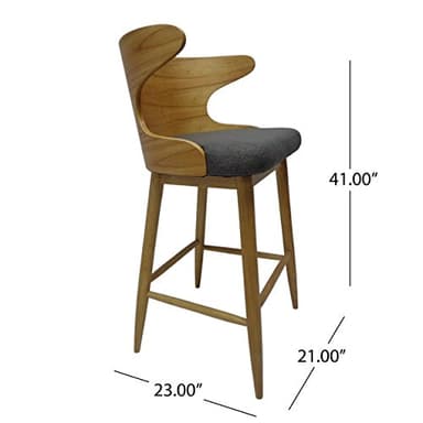 Christopher Knight Home GDFStudio Christopher Knight Home Truda Mid Century Modern Fabric Barstools Set of 2 in Charcoal - Image 3