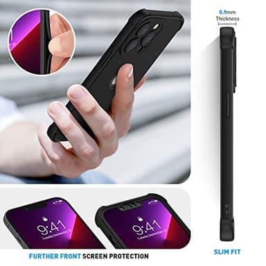 ORETECH for iPhone 13 Pro Max Case, with [2 x Screen Protectors] [15 Ft Military Grade Drop Test] [Camera Protection] 360° Shockproof Slim Thin Phone Case for iPhone 13 Pro Max Cover 6.7" - Black - Image 4