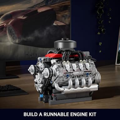 Mould King Mini V8 Engine Kits That Runs, Build Your Own Visible Car Motor, Physical Science Experiment Models for Teens, Best STEM Toy Gifts for 14+ and Adult 10171 (487 Pcs) - Image 4