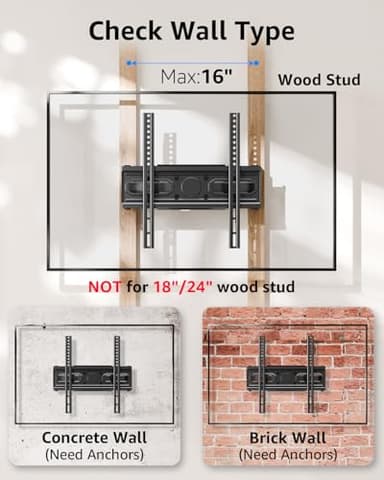 EconoMe TV Wall Mount for Most 32-65 inch Flat Screen/LED/4K TVs, TV Mount with Swivel and Tilt Articulating Dual Arms, Full Motion Wall Mount up to 16” Stud, Max VESA 400X400mm, up to 99lbs - Image 8
