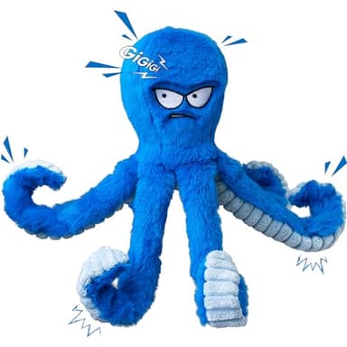 LEGEND SANDY Tough Dog Toys, Stuffed Chew Large Dog Toys to Keep Them Busy, Interactive Squeaky Tug of War Doggie Toy, Crinkle Blue Octopus - Image 9