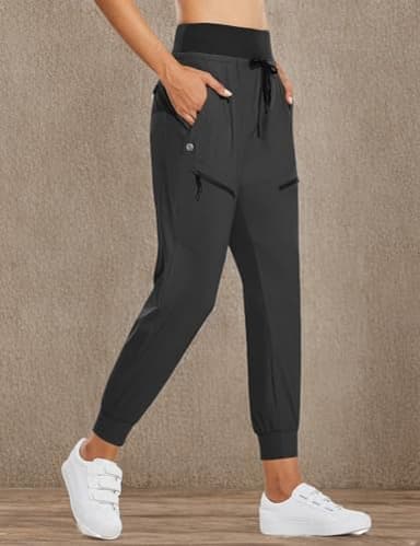 baleaf Women's Joggers Lightweight Hiking Pants High Waist 5 Zipper Pockets Quick Dry Travel Athletic UPF50+ Dark Gray S - Image 7