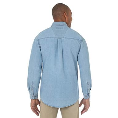 Wrangler Men’s Rugged Wear Basic One Pocket Denim Shirt - Image 2