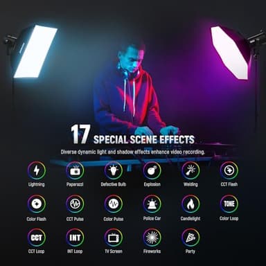 NEEWER CB200C 200W RGBWW COB LED Video Light, APP/2.4G 360° Color 2500K-7500K (Duv±0.0003) 23000lux/m Bowens Metal Shell Silent Continuous Output Lighting TLCI/CRI97+ for Photography Video Recording - Image 7