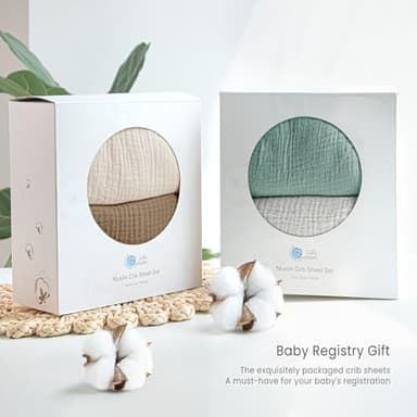 Lulu Moon Muslin Crib Sheets - Fitted Crib Mattress Sheets for Boys and Girl - 28"x 52", 2 Pack - Image 6