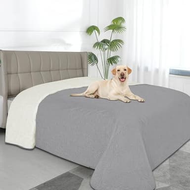 Easy-Going Waterproof Dog Bed Cover Reversible Leak Proof Pet Blanket Replacement Mat for Furniture Washable Couch Cover Sofa Cover for Dogs Cat(82x86 Inch, Light Gray/Ivory) - Image 1
