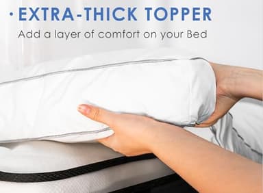 Marine Moon Twin XL Mattress Topper, Cooling Plush Bed Topper Soft Thick Pillow Top Mattress Toppers, 3 Inch Feather Down Alternative Pad Cover for College Dorm, Back Pain Relief, XL Twin 39" x 80" - Image 3