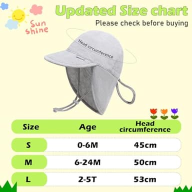 Duoyeree UPF 50+ Baby Sun Hat with Ear and Neck Protection - Toddler Beach Hat for Boys & Girls - Ideal for Summer Fun(6-24M) - Image 5