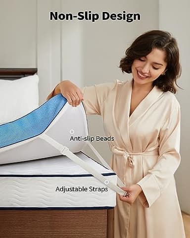 PERLECARE 4 Inch Firm Mattress Topper Queen, Cooling Gel-Infused & Bamboo Charcoal Memory Foam Bed Topper for Pressure Relief, High-Density Mattress Pad with Removable Cover, CertiPUR-US Certified - Image 5