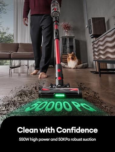 Ultenic Cordless Vacuum Cleaner, 550W/50Kpa, 60Mins Runtime, 180°Bendable Wand, Anti-Tangle Brush, Stick Vacuum Cordless with Charging Dock, Handheld Vacuum for Pet Hair/Carpet/Floor/Car, U16 Flex - Image 3