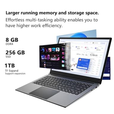 Laptop 16-inch 8GB DDR 256GB SSD Portable Laptop,Expandable to 1TB Pentium Quad-core CPU up to 2.64 GHz 9000mAh Battery Mini HDMI Interface USB3.0 Interface Dual-Band WiFi Webcam Slim laptops - Image 4