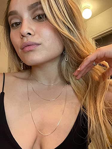 NAG.HC 925 Sterling Silver 0.8MM Box Chain Necklace for women - Available in 18K Gold or Silver or White Gold- Dainty&Thin&Strong &Add charm(16",silver) - Image 6