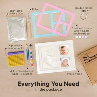 Baby Hand and Footprint Kit - Quick Dry Clay Baby Footprint Kit, Newborn Keepsake, Nursery Picture Frame for Boys, Girls, Personalized Gifts for Shower & Registry, New Mom Gift (Alpine White) - Image 3