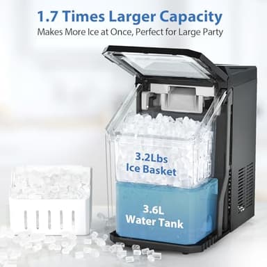 Nugget Ice Maker Countertop, Self-Cleaning with Stainless Steel Housing Ice Machine for Home Office and Party, Black - Image 4