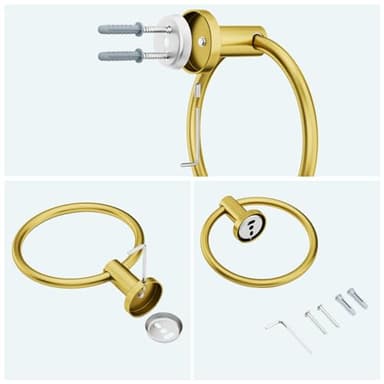 FORIOUS Towel Ring, SUS304 Stainless Steel Modern Hand Towel Holder Rack Hanger Round for Bathroom Wall Mounted, Ideal for Bath, Kitchen, RV (2 Pack, Dark Gold) - Image 8