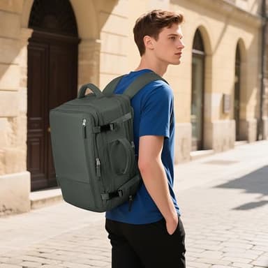 Hanples Extra Large Travel Backpack for Women as Person Item Flight Approved, 40L Carry On Backpack, 17 Inch Laptop Waterproof Hiking Casual Bag(Olive Green) - Image 2