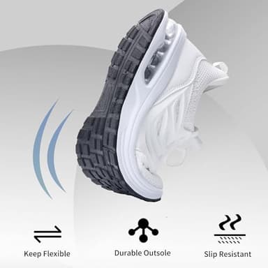 HuJAT Womens Walking Shoes Athletic Tennis Running Shoes Lightweight Casual Sneakers for Gym Jogging Workout White Size 8.5 - Image 4