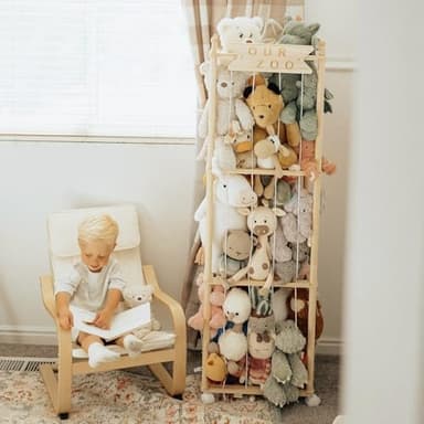 Mloong Stuffed Animal Storage, Wood Stuffed Animal Zoo Storage,Space Save Toy Organizer, Extra Large Capacity Plush Toy Cage,Stuffed Animal Holder,Gift for Nursery Playroom Kidroom Bedroom-54 inch - Image 6