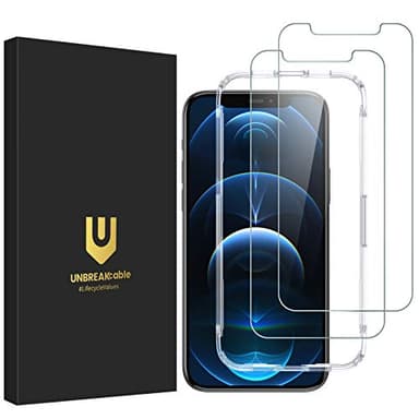 UNBREAKcable Shatterproof Tempered Glass Screen Protector for iPhone 12/12 Pro [2-Pack] [99.99% HD Clear] [Easy Installation Frame] [9H Hardness] [Full Coverage] [Bubble Free] for Apple 6.1'' - Image 1