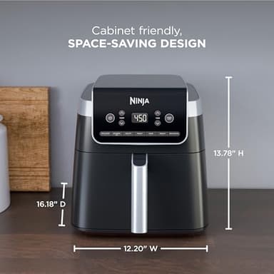 Ninja | Air Fryer Pro XL | 6.5QT Capacity fits up to 9lbs of Wings| 7-in-1 Max Crisp, Broil, Air Fry, Roast, Bake, Reheat & Dehydrate | Dishwasher Safe Parts | Space Saving | Grey | AF182AMZ - Image 2