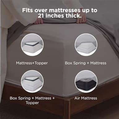 Bedsure Deep Pocket Queen Sheets Set - Fits Mattresses Up to 21 Inches Thick - 4 Piece GentleSoft Bed Sheets, Moisture Wicking, Soft & Cooling Bedsheet & Pillowcases, Easy & Secure Fit, Light Grey - Image 2