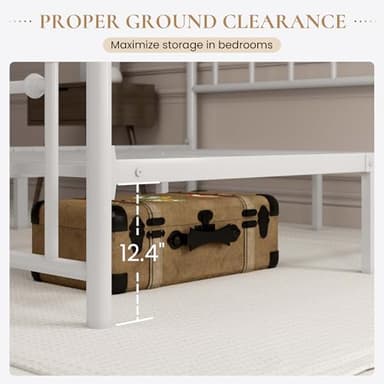 SHA CERLIN 14'' Queen Size Metal Platform Bed Frame/Victorian Headboard and Footboard/Steel Slats Mattress Foundation for Storage/No Box Spring Needed/Noise Free/White - Image 5