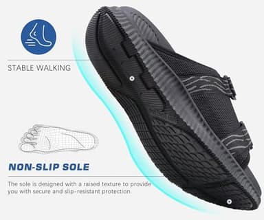 KuaiLu Mens Walking Slide Sandals Orthotic Athletic Thick Cushion Recovery Sport Sandles Adjustable Strap Open Toe Slip On Yoga Mat Slippers Comfortable Plantar Fasciitis Arch Support Black Size 11 - Image 6