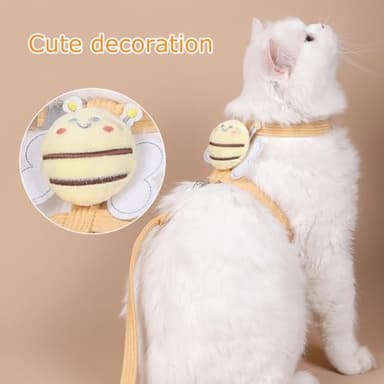 Cat Harness with Bee Decoration, Cat Collar, Suitable for Kittens and Adult Cats (Purple,S) - Image 3