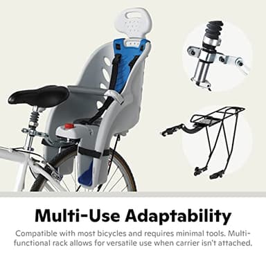 Schwinn Deluxe Child Bike Carrier, Seats one Kid Ages 1+, Frame Mount, 3-Point Safety Harness and Foot Wells, Quick Release Design, Comfortable Padding, Rear-Mounted Child Bike Seat for Toddler - Image 5