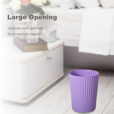 JiatuA Small Trash Can Plastic Wastebasket Round Garbage Container Bin for Bathroom, Kitchen, Bedroom, Home Office, College Dorm, Taro Purple 2 Pack - Image 2