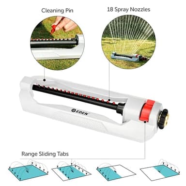Eden 94110 Lawn & Garden Metal Osciallating Water Sprinkler for Yard - Image 2