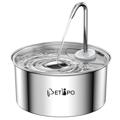 Petlipo Stainless Steel Cat Water Fountain, 3.2L/108oz Cat Fountain for Drinking, Pet Water Fountain for Cats Indoor, BPA-Free Cat Water Dispenser with 2 Flow Modes, kitty Spout Fountain for Cats Dogs - Image 1