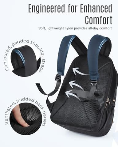 LIGHT FLIGHT 17.3" Laptop Backpack for Women, Large Black Travel Backpacks with USB Charging Hole, Water Resistant, Large Capacity, Daypack for College, Work, Casual Computer Bags - Image 5