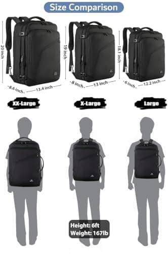 MATEIN Carry on Backpack, Extra Large Travel Backpack Expandable Airplane Approved Weekender Bag for Men and Women, Water Resistant Lightweight Daypack for Flight 40L, Black - Image 9