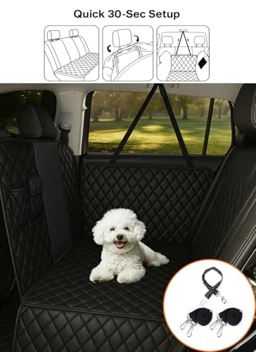fidozen Waterproof Dog Car Seat Cover for Back Seat – Large Hammock & Door Protector with Bonus Belt | Pet Blanket, Bed, Carrier & Travel Accessory for Cars, Trucks, SUVs | Essential Orange - Image 5