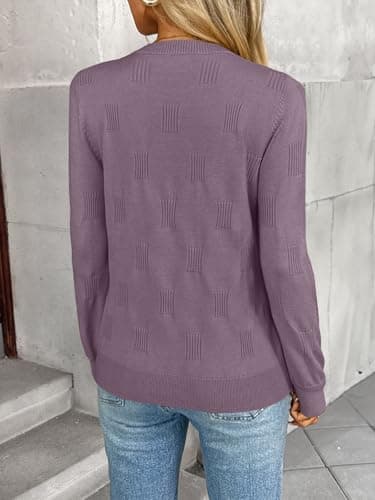 LILLUSORY Womens Sweaters Fall Fashion 2025 Lightweight Long Sleeve Knit Pullover Casual Trendy Tops Winter Clothes Grey Purple L - Image 5