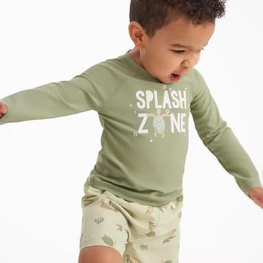 Gerber Baby Boy's Standard Toddler Long Sleeved Rashguard Swim Bathing Suit Set, Turtles, 2T - Image 5