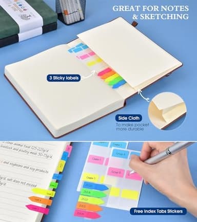 PERCUN A4 Lined Journal Notebook，365 Page Large Leather Journals for Writing Women Men，Hardcover Notebook with 100Gsm Thick Pages for Travel，Work，School，College Ruled, Daily Diary (8.5" x 11.4" - Image 7