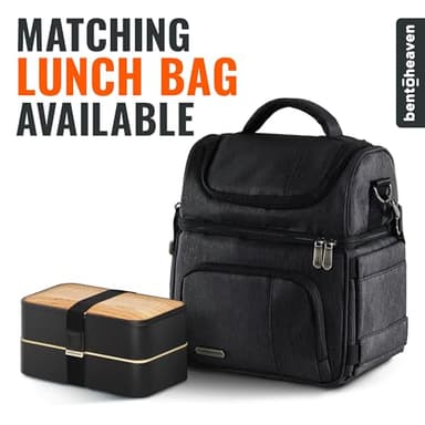 Bentoheaven Premium Bento Box Adult Lunch Box with Compartments for Women & Men, Set of Utensil & Chopsticks & Dip Container, Cute Japanese Kids Bento Lunch Box, Microwavable (Symph Onyx) - Image 7