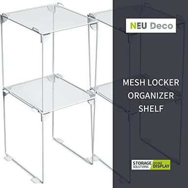 Neudeoc Locker Organizer and Accessories Kit, Includes Mesh Locker Shelf and Magnetic Pen Holder, Suitable for School, Work, Kitchen and Bathroomn (Pack of 4, White) - Image 6