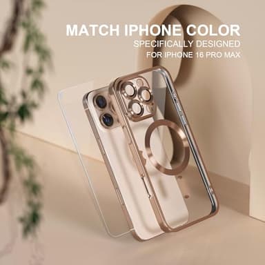 Misea Magnetic for iPhone 16 Pro Max Case Compatible with MagSafe [Never Yellowing] [Military Grade Drop Protection] Full Camera Lens Protector Plating Soft Clear Phone Case for Women 6.9", Desert - Image 7