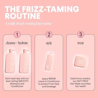 MONDAY HAIRCARE Smooth Shampoo + Conditioner Bathroom Set (2 Count) 27 oz Each For Frizzy, Coarse & Curly Hair Made with Coconut Oil, Shea Butter & Vitamin E 100% Recyclable Bottle Pink - Image 9